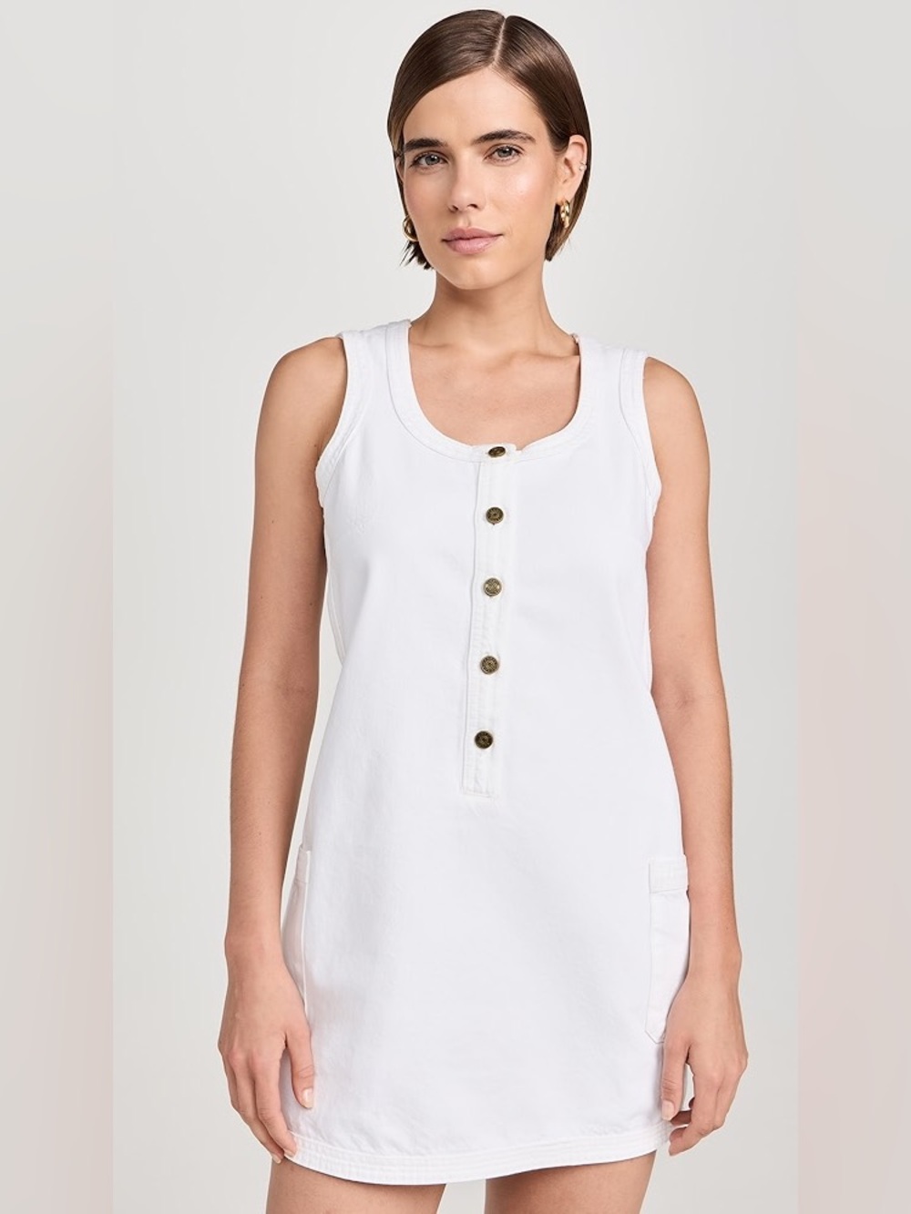 FRAME White Denim Patch Front Pocket Mini Dress Size M